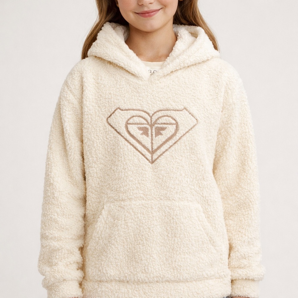 Roxy Cream Fleece Hoodie for Kids